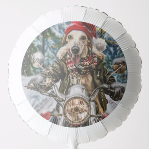 Greyhound Dog Riding Motorcycle Christmas  Balloon
