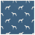 greyhound dog silhouette navy blue fabric