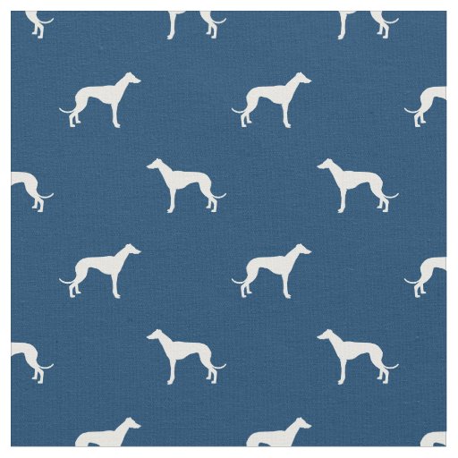 greyhound dog silhouette navy blue fabric