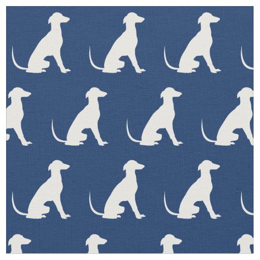 Greyhound Dog Silhouette Pet Navy Blue Fabric