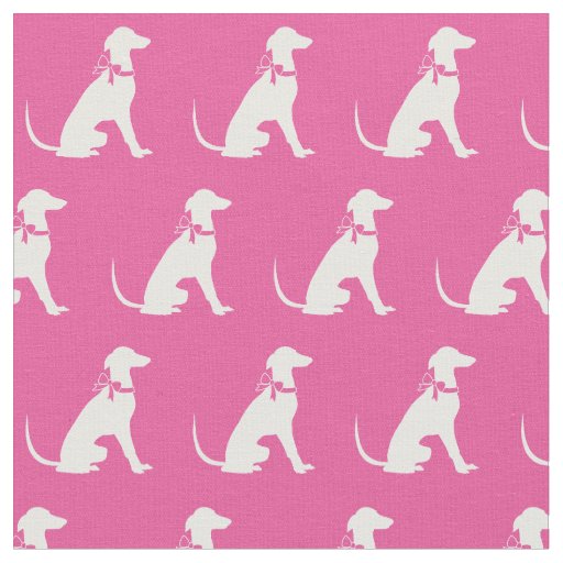 Greyhound Dog Silhouette Pet Pink Fabric