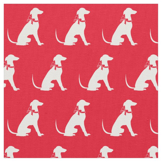 Greyhound Dog Silhouette Pet Red Fabric (Close Up)