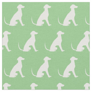 Greyhound Dog Silhouette Pet Sage Green Fabric