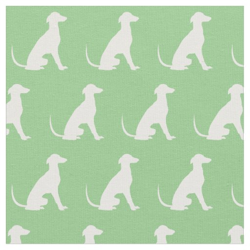 Greyhound Dog Silhouette Pet Sage Green Fabric