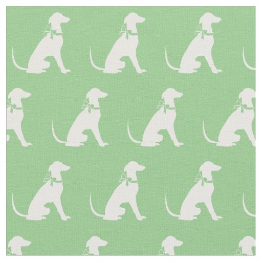 Greyhound Dog Silhouette Pet Sage Green Fabric