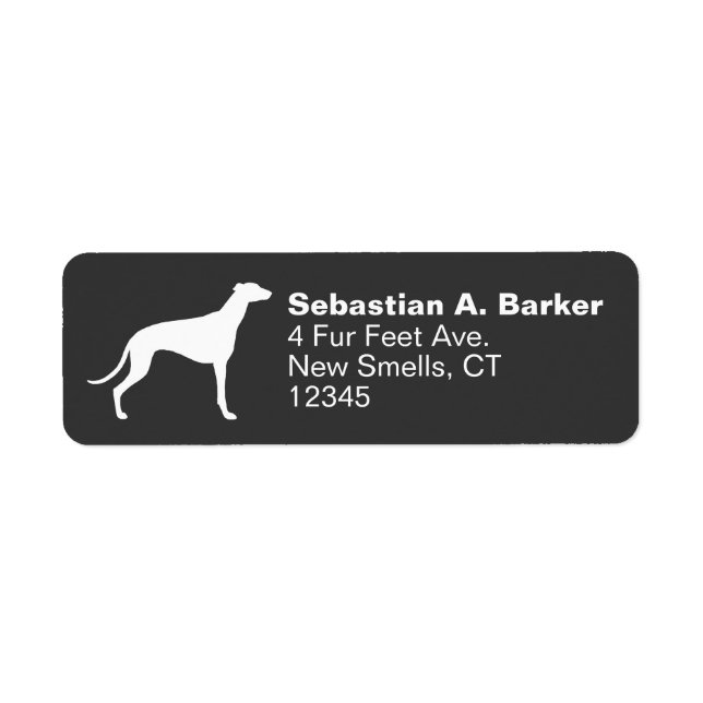 Greyhound Dog Silhouette Return Address Label (Front)