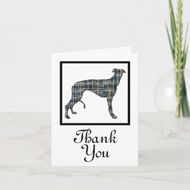 Greyhound Dog Silhouette White Thank You Greeting Card (Front)