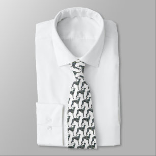 Greyhound Dog Silhouette Yellow& Blue White Neck Tie