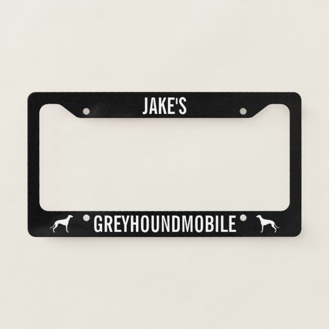 Greyhound Dog Silhouettes Greyhoundmobile Custom License Plate Frame (Front)