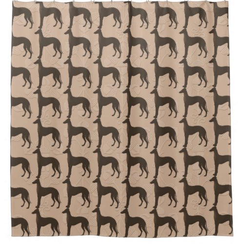 Greyhound Dog Silhouettes in Dark Brown Shower Curtain