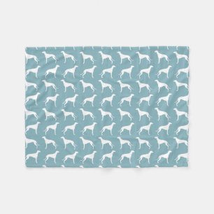 Greyhound Dog Silhouettes Pattern Fleece Blanket