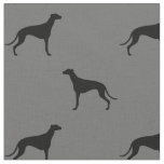 Greyhound Dog Silhouettes Pattern Grey and Black Fabric