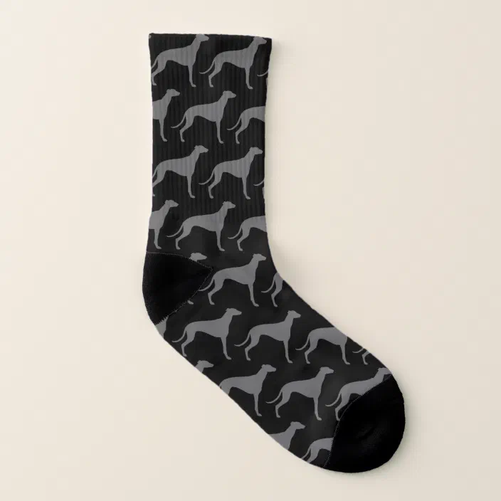 Black I love Greyhound Dogs With a Paw Print Design Socks