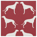 Greyhound Dog Silhouettes Pattern Red and White Fabric