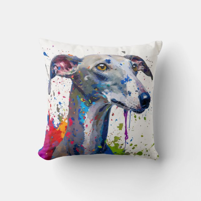 Greyhound Dog Throw Pillow (Front)