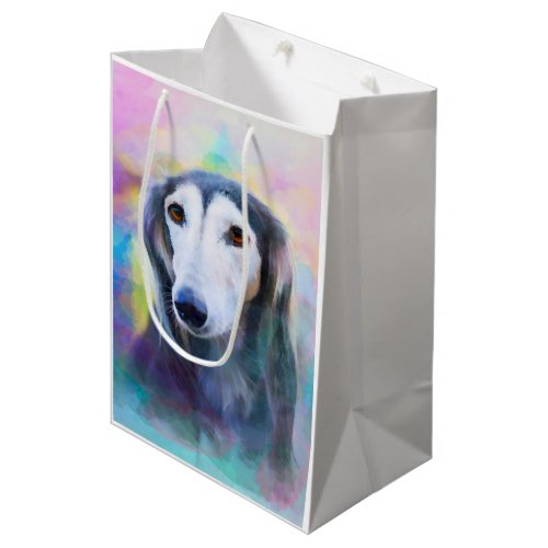 Greyhound Dog Watercolour Art Painting Medium Gift Bag