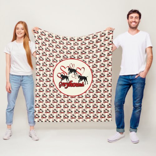 Greyhound Dogs And Red Hearts     