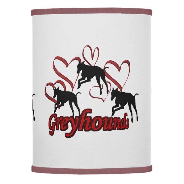 Greyhound Dogs And Red Hearts      Lamp Shade (Front)