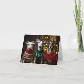 Greyhound Dogs Christmas Card