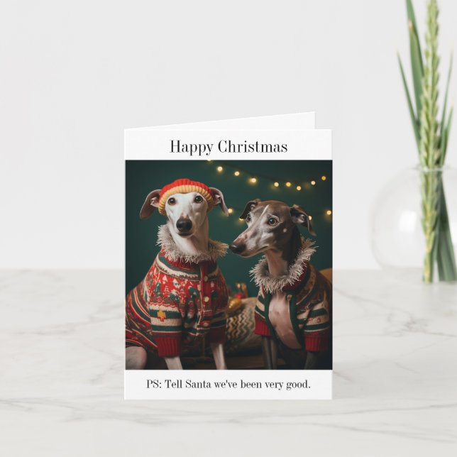 Greyhound Dogs Christmas Card (Front)