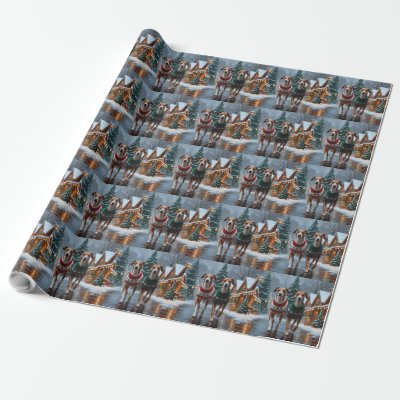 Greyhound Dogs Christmas Snow Holiday Wrapping Paper