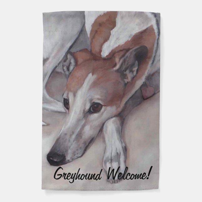 Greyhound Fanny Dog Art Garden Flag (Front)