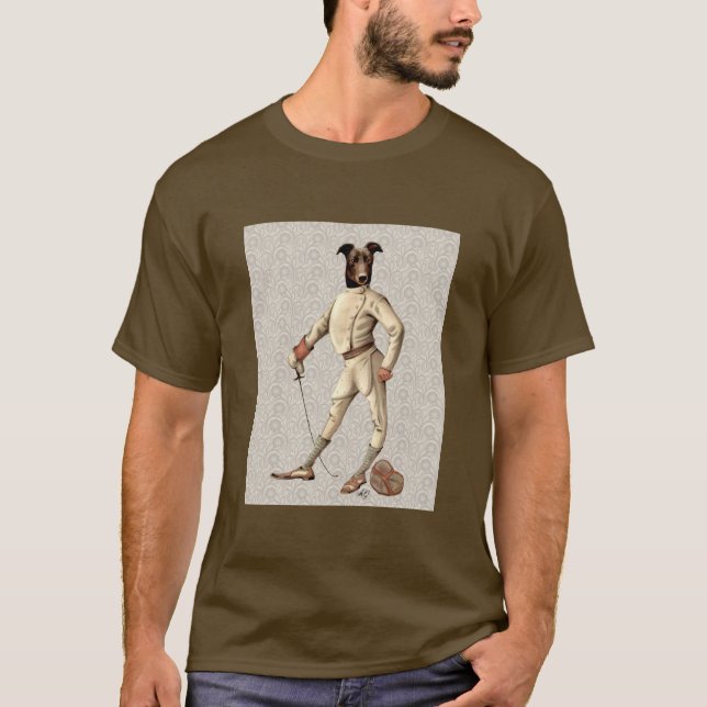 Greyhound Fencer in Cream Full 2 T-Shirt (Front)