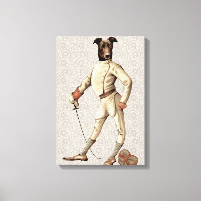 Greyhound Fencer in Cream Full Canvas Print (Front)