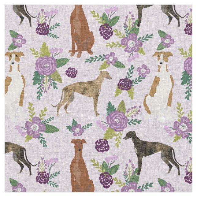 greyhound florals light purple fabric (Close Up)