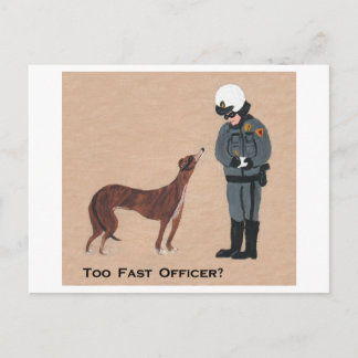 Greyhound getting a Speeding Ticket Invitation Postcard