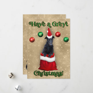 Greyhound Greyt Christmas Santa Sack Holiday Card