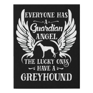 Greyhound guardian angel typography T-Shirt Keycha Faux Canvas Print