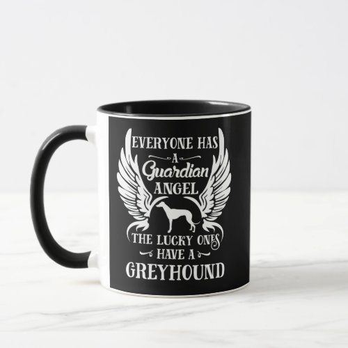 Greyhound guardian angel typography T_Shirt Keycha Mug