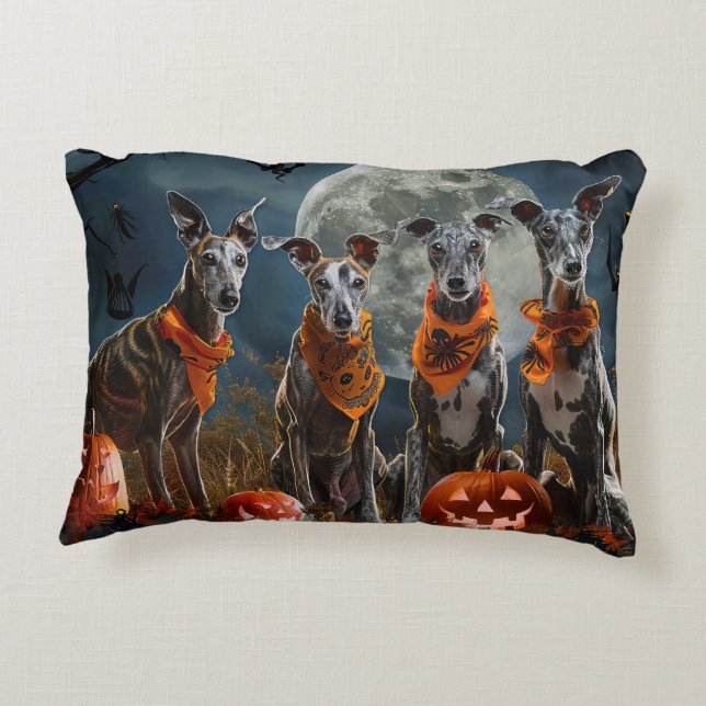Greyhound Halloween Spooky Accent Pillow (Back)
