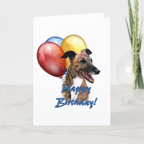 Greyhound Happy Birthday Balloons Card