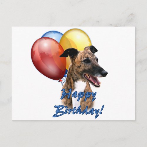 Greyhound Happy Birthday Balloons Postcard