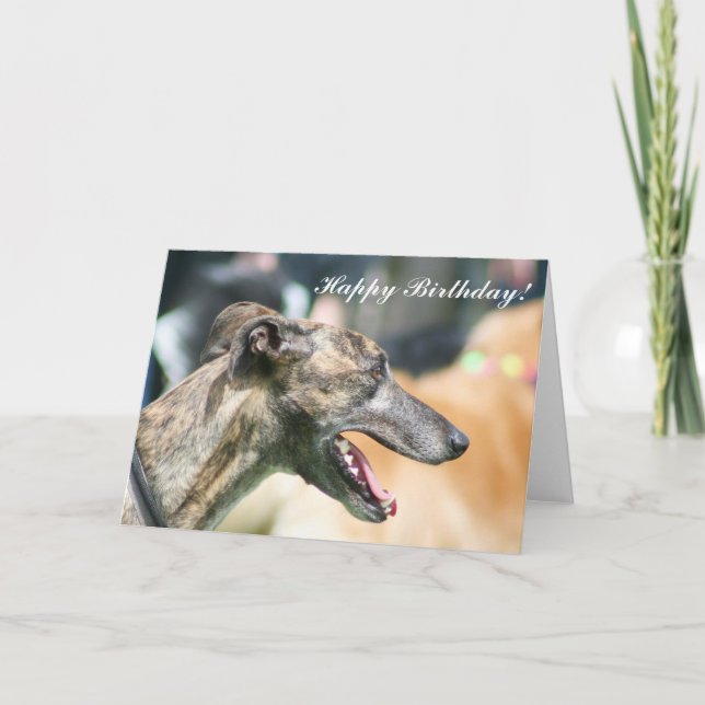 Greyhound Happy Birthday greeting card (Front)