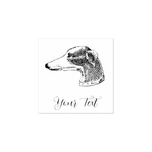 Greyhound Head Etching Personalized Rubber Stamp