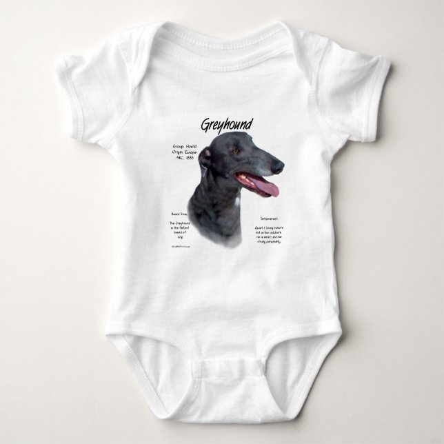 Greyhound History Design Baby Bodysuit (Front)