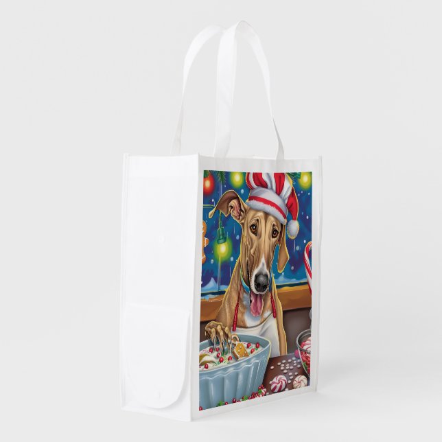 Greyhound Holiday Baking: Festive Christmas Grocery Bag (Front Side)