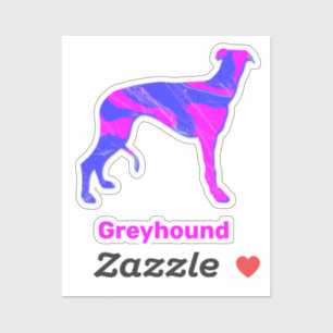 Greyhound Hot Pink & Blue Dog Custom Sticker