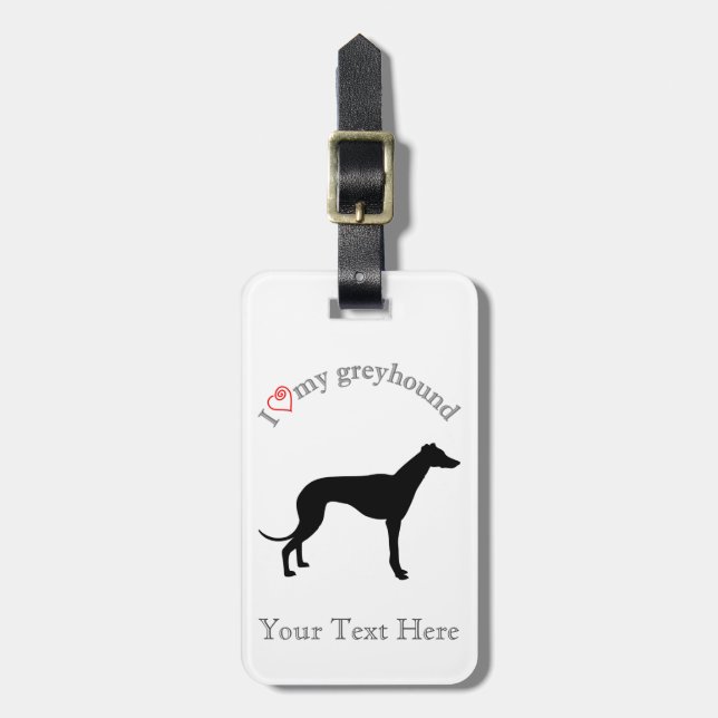 Greyhound  I heart my greyhound Personalized Luggage Tag (Front Vertical)