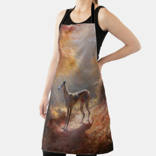 Greyhound in Autumn Leaves Fall Inspire Apron