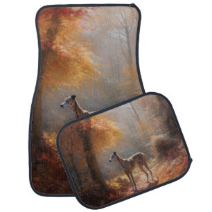Greyhound in Autumn Leaves Fall Inspire Car Floor Mat