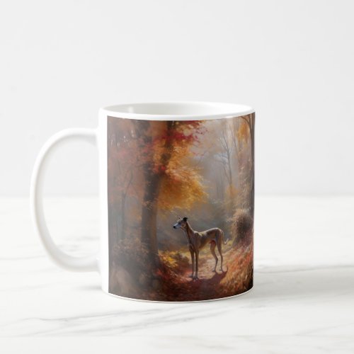 Greyhound in Autumn Leaves Fall Inspire Coffee Mug