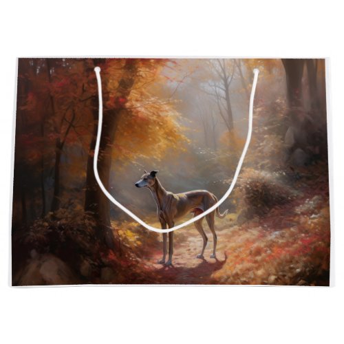 Greyhound in Autumn Leaves Fall Inspire Large Gift Bag