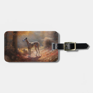 Greyhound in Autumn Leaves Fall Inspire Luggage Tag