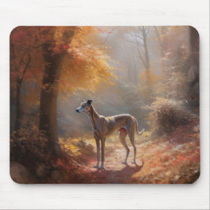 Greyhound in Autumn Leaves Fall Inspire Mouse Pad