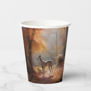 Greyhound in Autumn Leaves Fall Inspire Paper Cups