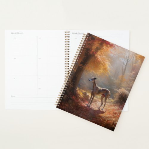 Greyhound in Autumn Leaves Fall Inspire Planner